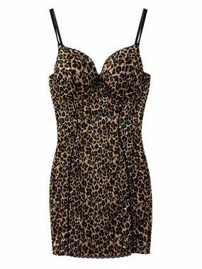 Sweet Nothings by Maidenform Leopard Print Bodycon Dress 36B BuiltIn Bra Sexy